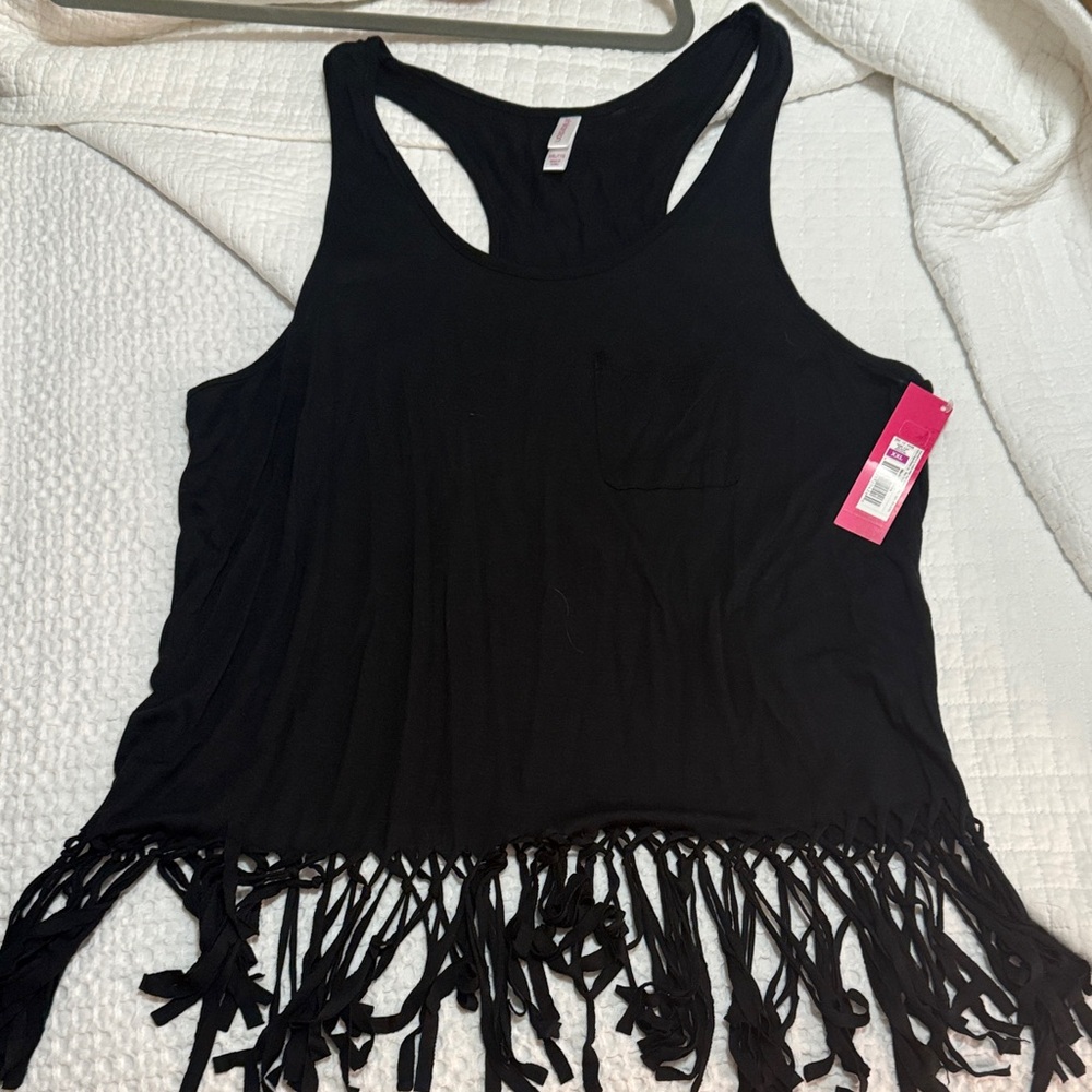 Black Fringe Tank Top